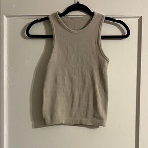 Elegant Beige Ribbed Tank Top